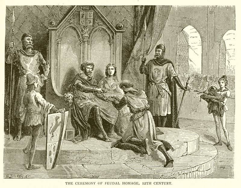 Die Zeremonie des feudalen Huldigung, 12. Jahrhundert von English School