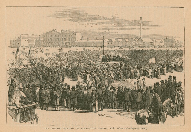 Das Chartisten-Treffen auf Kennington Common im Jahr 1848 von English School