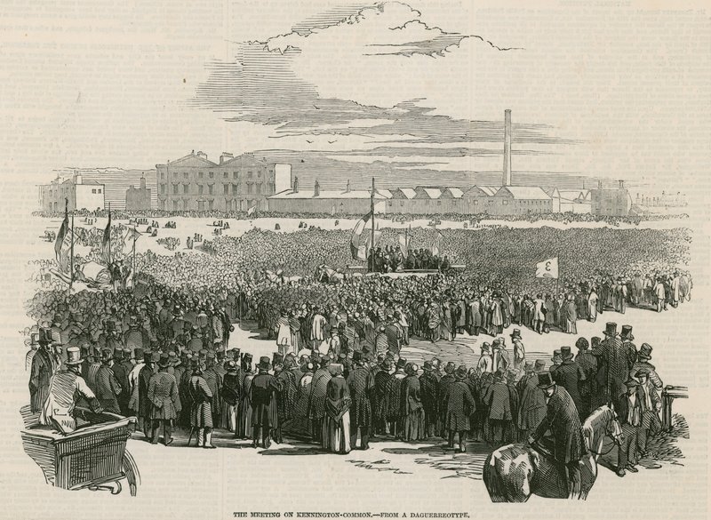 Das Chartisten-Treffen auf Kennington Common im Jahr 1848 von English School