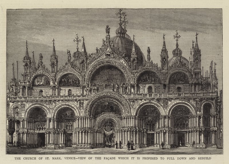 Die Kirche von St. Markus, Venedig, Ansicht der Fassade, die abgerissen und neu aufgebaut werden soll von English School