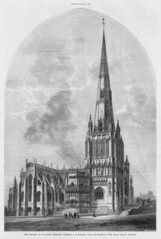 Die Kirche St. Mary Redcliff, Bristol (Gravur) von English School