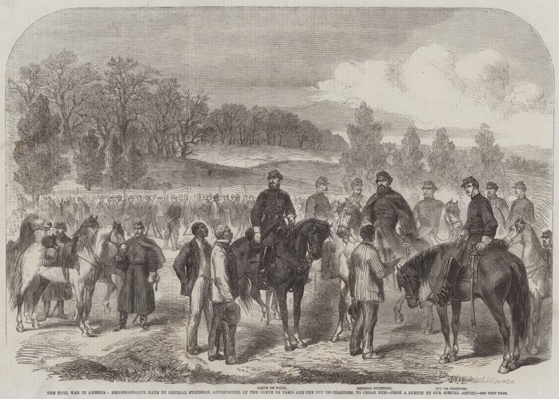 Der Bürgerkrieg in Amerika, Aufklärung durch General Stoneman, begleitet vom Comte de Paris und dem Duc de Chartres, nach Cedar Run von English School