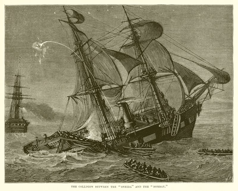 Die Kollision zwischen der Oneida und der Bombay von English School