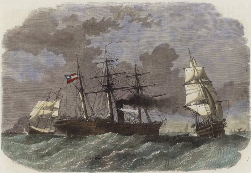 Die konföderierte Kriegsschaluppe Sumter erobert zwei Bundeshandelsschiffe vor Gibraltar von English School