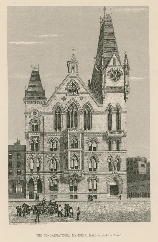 Die Kongregationale Gedenkhalle, Farringdon Street, London von English School