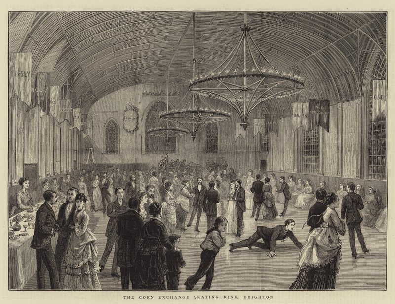 Die Corn Exchange Eislaufbahn, Brighton (Stich) von English School