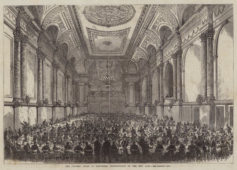 Das Fest der Messerschmiede in Sheffield, Einweihung der neuen Halle (Stich) von English School