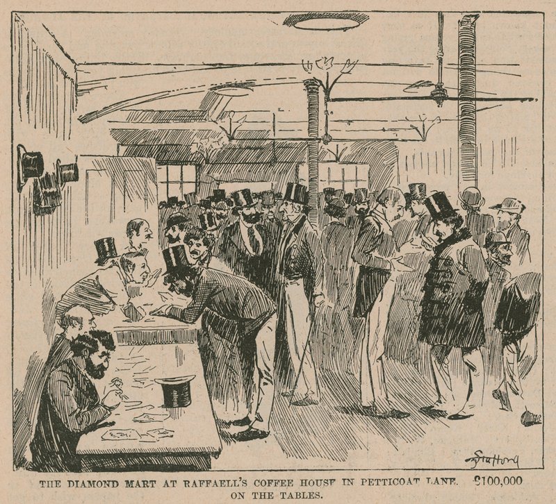 Der Diamantenmarkt im Raffaells Coffee House in Petticoat Lane von English School