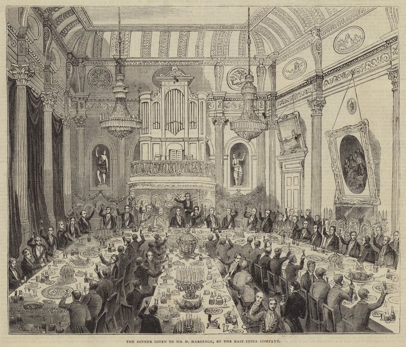 Das Dinner für Sir H Hardinge, von der East India Company (Gravur) von English School