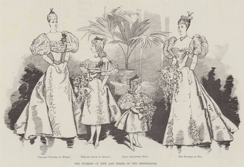Die Herzogin von Fife und drei der Brautjungfern (Gravur) von English School