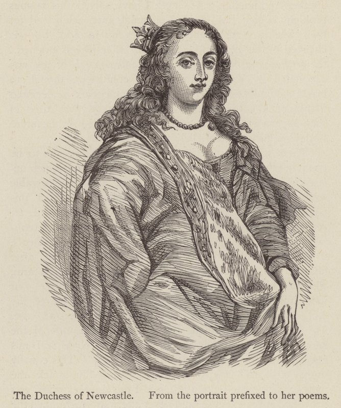 Die Herzogin von Newcastle, vom Porträt vor ihren Gedichten von English School