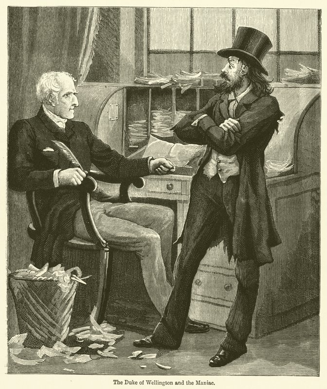 Der Herzog von Wellington und der Wahnsinnige (Gravur) von English School