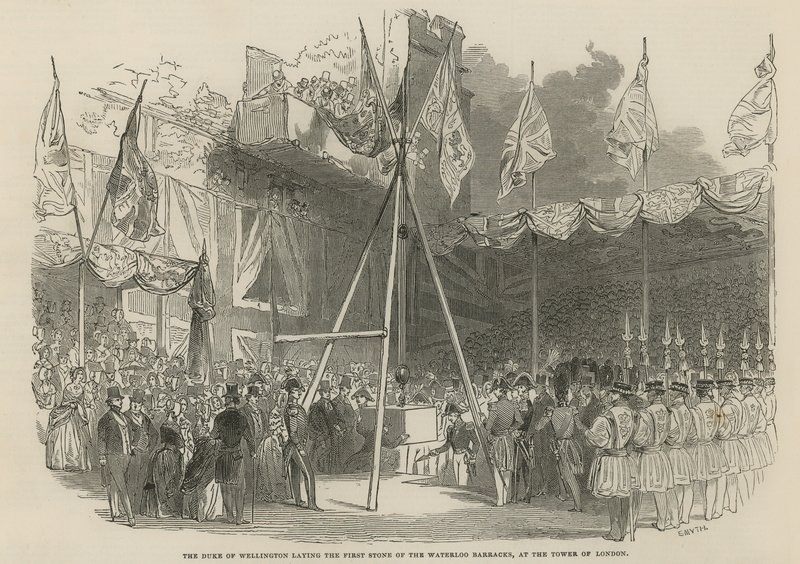 Der Herzog von Wellington legt den Grundstein der Waterloo-Kaserne von English School