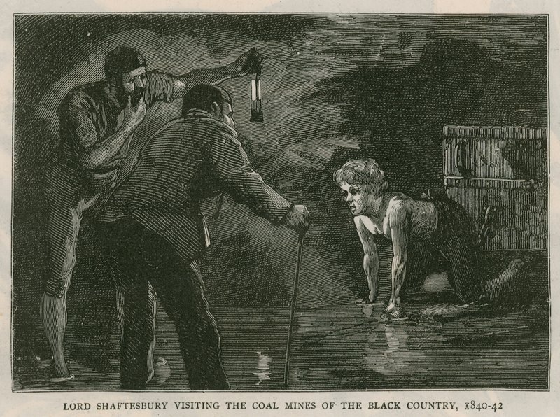 Der Earl of Shaftesbury; Besuch der Kohleminen des Black Country, 1840-41; aus The Graphic, 10. Oktober 1885 von English School