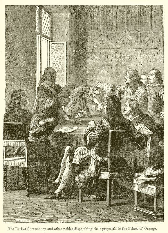 Der Earl von Shrewsbury und andere Adlige senden ihre Vorschläge an den Prinzen von Oranien von English School