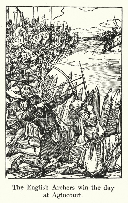 Die englischen Bogenschützen gewinnen den Tag bei Agincourt von English School