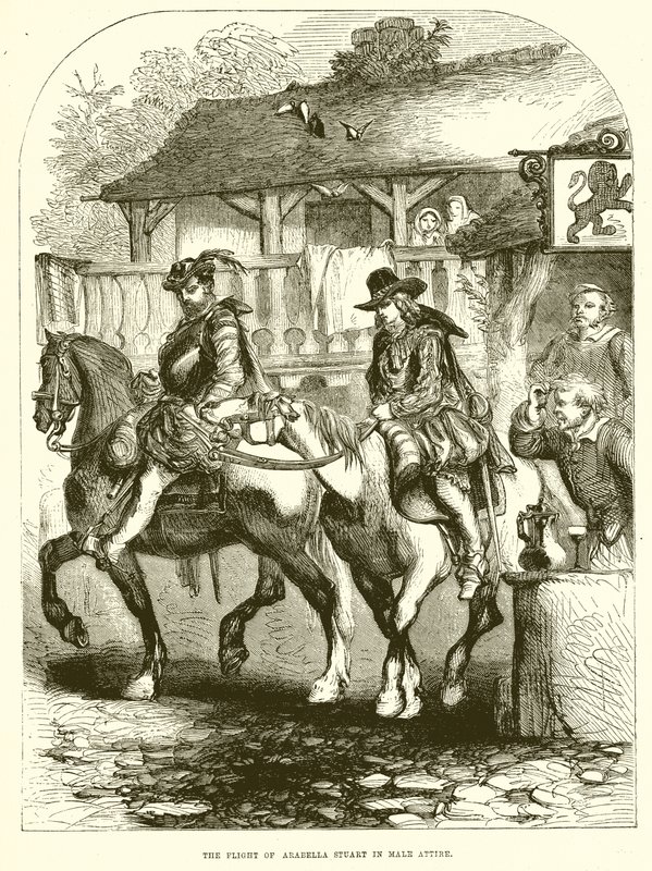 Die Flucht von Arabella Stuart in Männerkleidung von English School