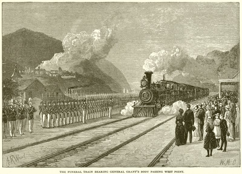 Der Trauerzug mit General Grants Leichnam passiert West Point von English School