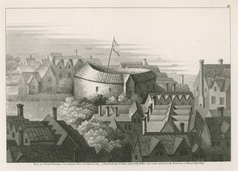 Das Globe Theatre, Bankside, Southwark, London von English School