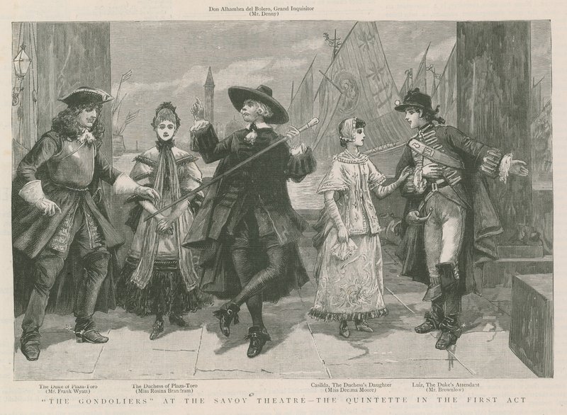 Die Gondoliers im Savoy Theatre - das Quintett im ersten Akt von English School