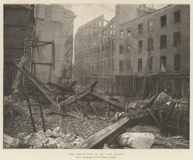 Das große Feuer im Old Bailey von English School