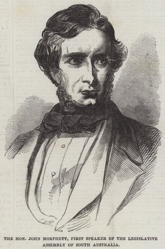 Der Ehrenwerte John Morphett, erster Sprecher der gesetzgebenden Versammlung von Südaustralien (Stich) von English School
