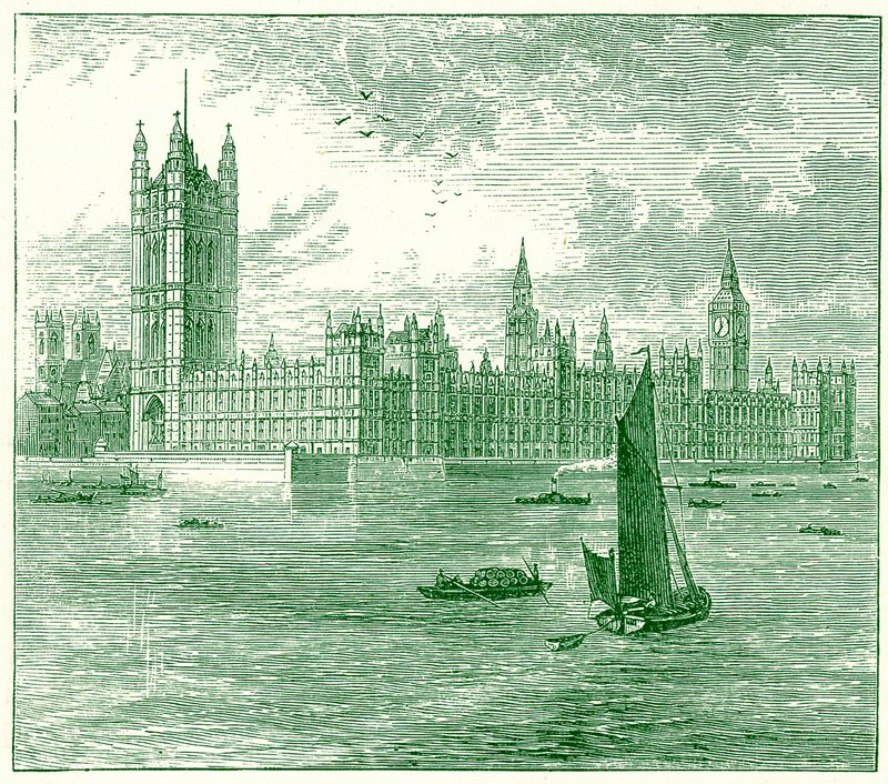 Das Parlament und die Westminster Abbey, Illustration aus Die Welt wie sie ist von George Chisolm, veröffentlicht 1885 (digital verbessert) von English School