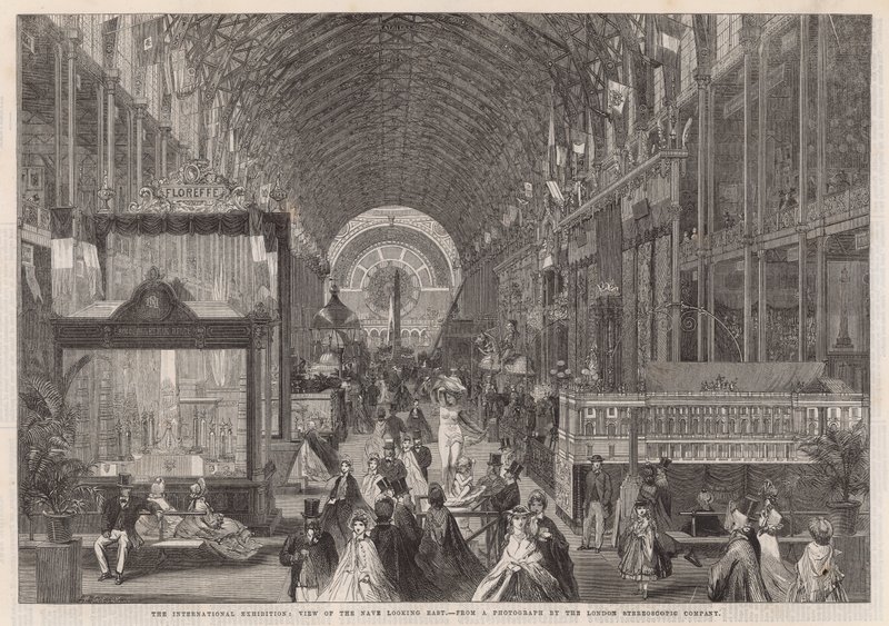 Die Internationale Ausstellung; Blick auf das Schiff nach Osten von English School