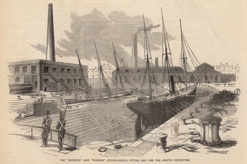 Die Intrepid und Pioneer Dampfschiffe für die Arktisexpedition von English School