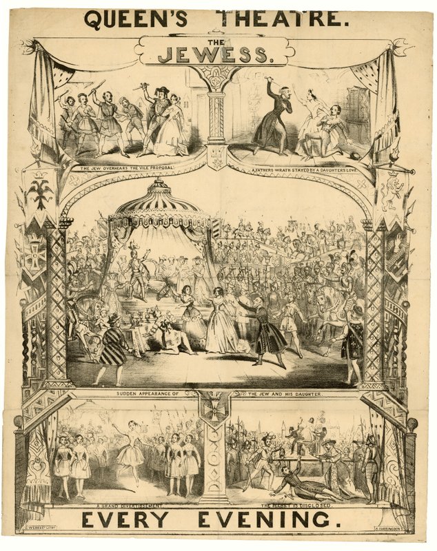 Die Jüdin im Queens Theatre, London. Anzeige von English School