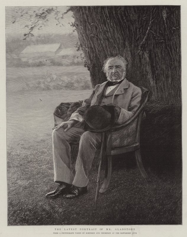 Die neuesten Porträts von Mr Gladstone (Gravur) von English School