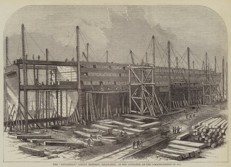 Der "Leviathan" (Great Eastern) Dampfschiff, wie sie zu Beginn des Jahres 1855 erschien (Stich) von English School