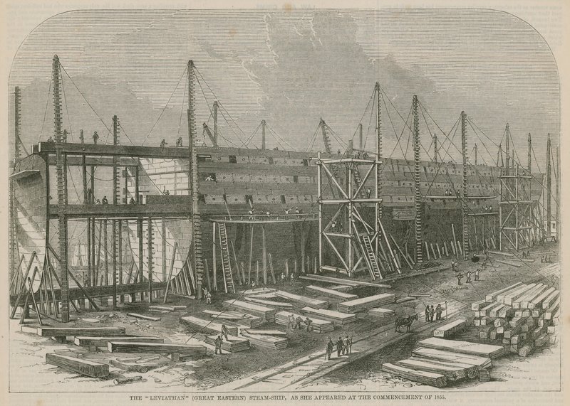 Das Dampfschiff Leviathan (Great Eastern), wie es zu Beginn des Jahres 1855 erschien von English School