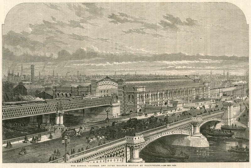 Die London, Chatham und Dover Eisenbahnstation in Blackfriars, London von English School