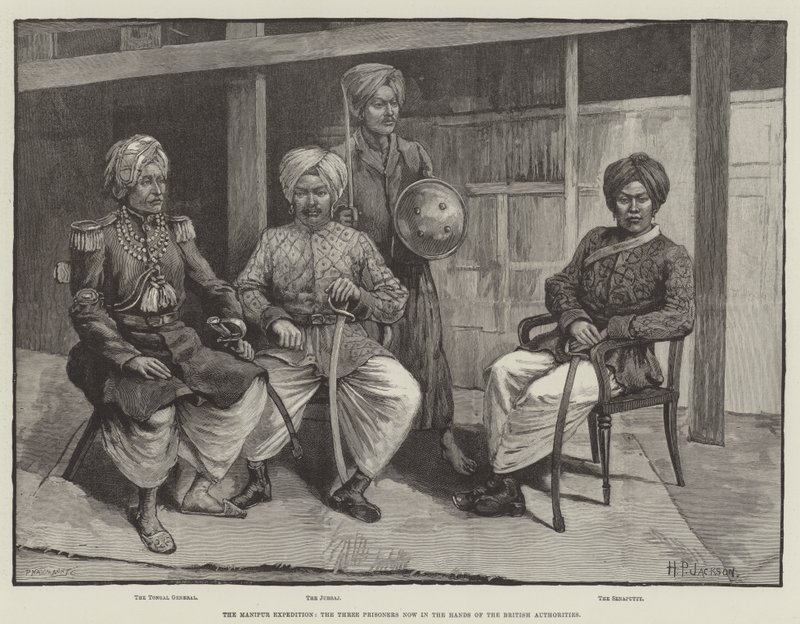 Die Manipur-Expedition, die drei Gefangenen in den Händen der britischen Behörden von English School