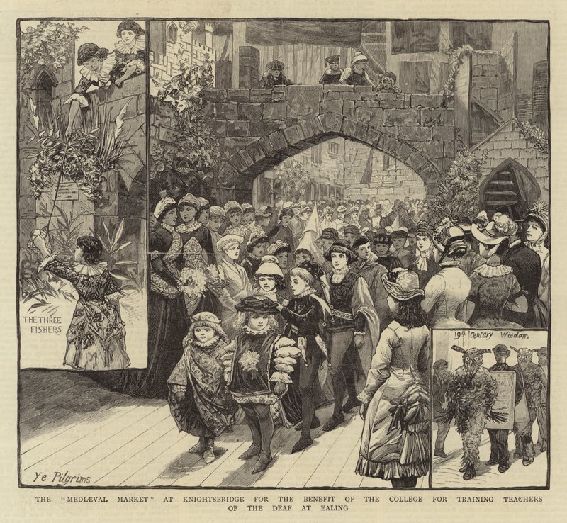 Der "Mittelalterliche Markt" in Knightsbridge zugunsten des Colleges zur Ausbildung von Lehrern für Gehörlose in Ealing von English School