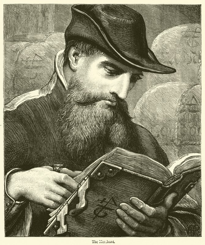 Der Kaufmann (Gravur) von English School