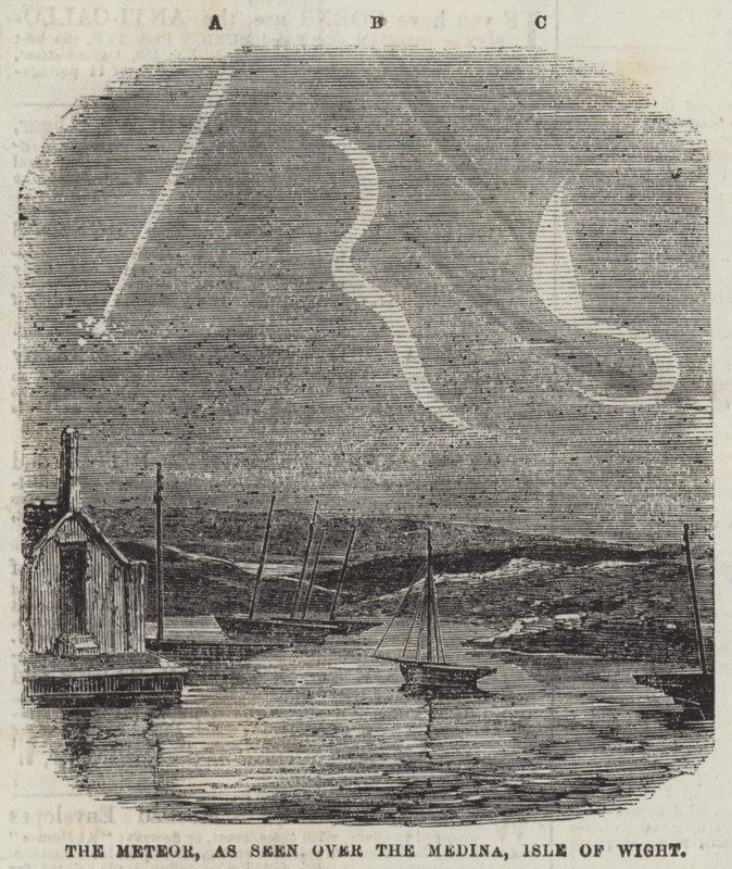 Der Meteor, gesehen über dem Medina, Isle of Wight (Gravur) von English School
