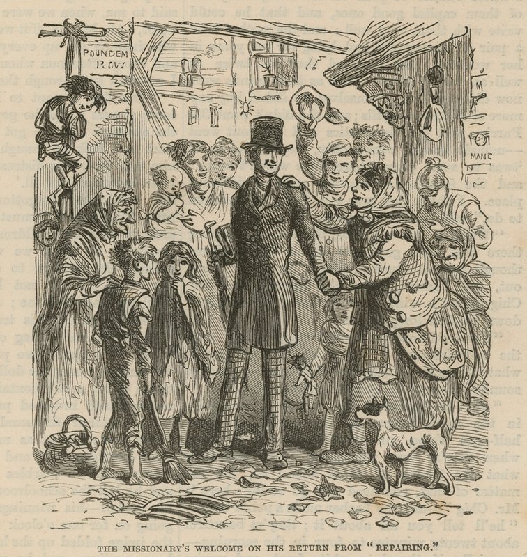 Der Empfang des Missionars bei seiner Rückkehr von der Reparatur von English School