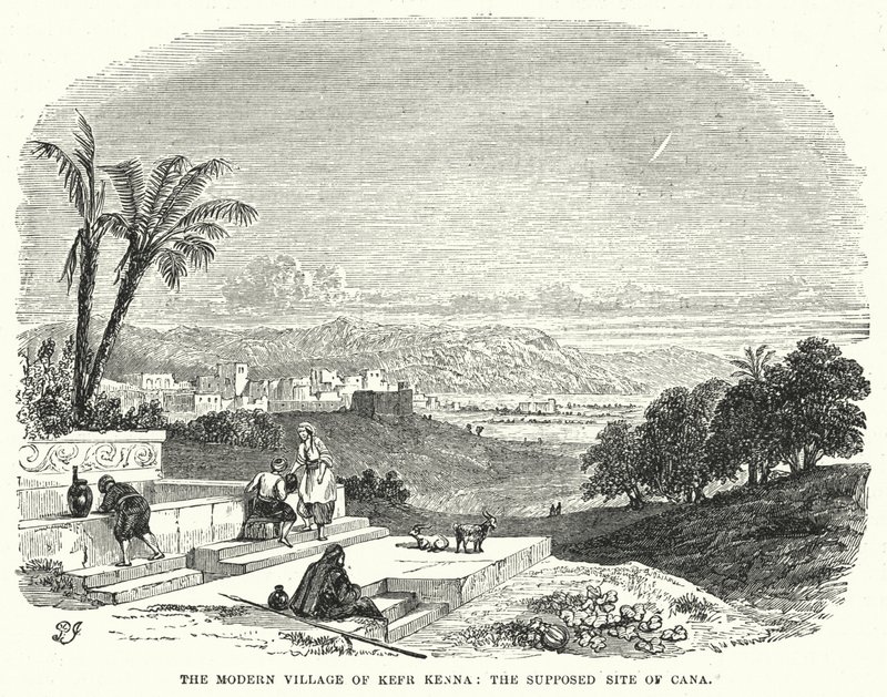 Das moderne Dorf Kefr Kenna, der vermutete Ort von Kana (Gravur) von English School