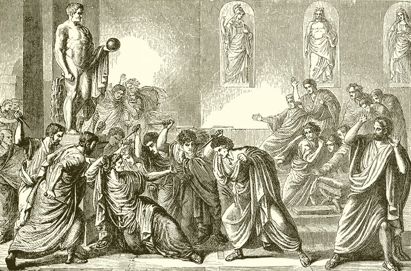 Die Ermordung von Julius Caesar (Gravur) von English School