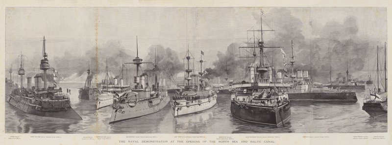 Die Marine-Demonstration zur Eröffnung des Nord-Ostsee-Kanals (Gravur) von English School