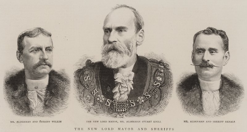 Der neue Lord Mayor und die Sheriffs (Gravur) von English School