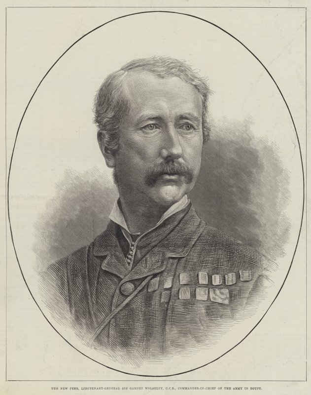 Der neue Peer, Generalleutnant Sir Garnet Wolseley, GCB, Oberbefehlshaber der Armee in Ägypten (Stich) von English School