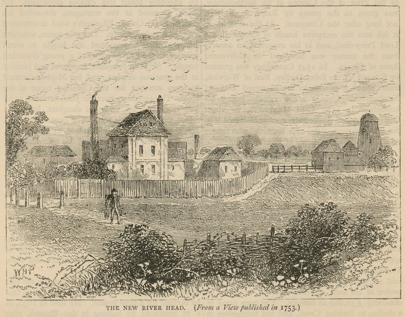 The New River Head, aus einer Ansicht veröffentlicht 1753 von English School
