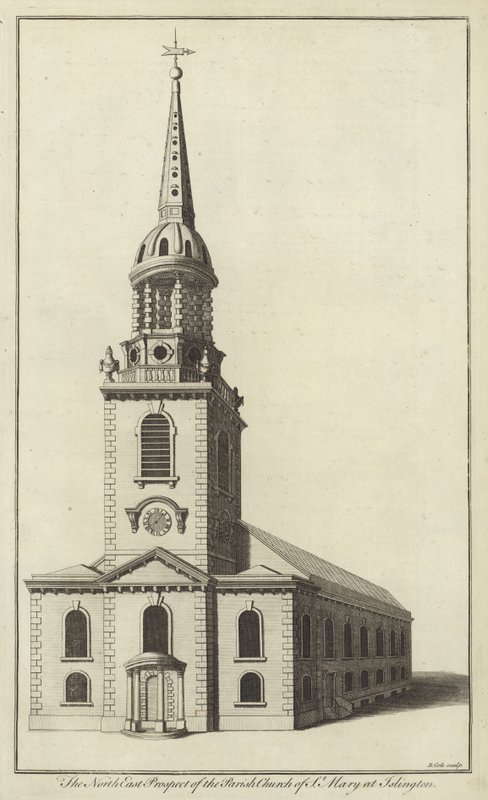 Nordostansicht der Pfarrkirche St Mary at Islington von English School