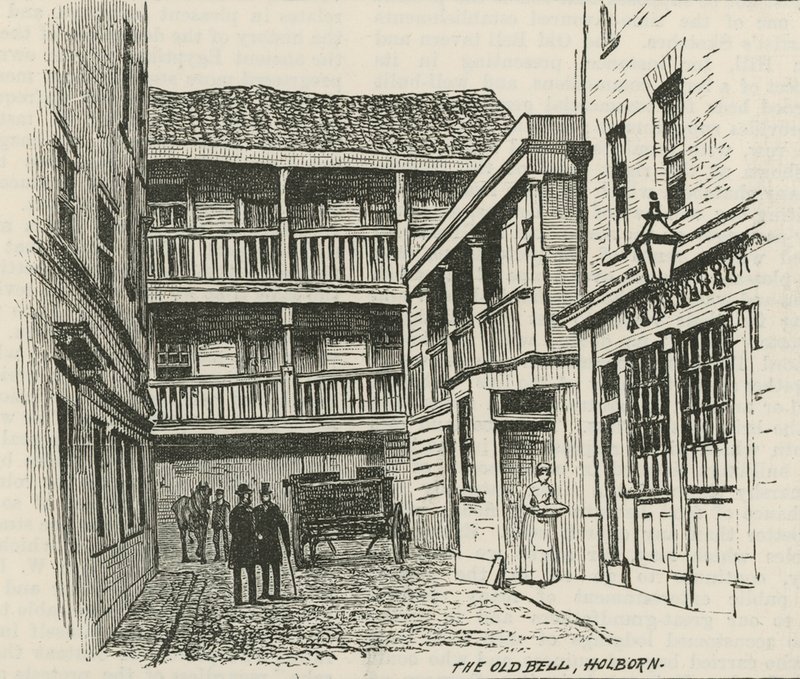 Die Alte Bell Taverne, Holborn, London von English School