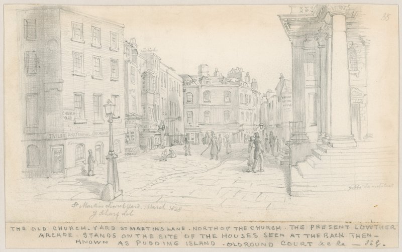 Der alte Kirchhof, St. Martins Lane, nördlich der Kirche von English School