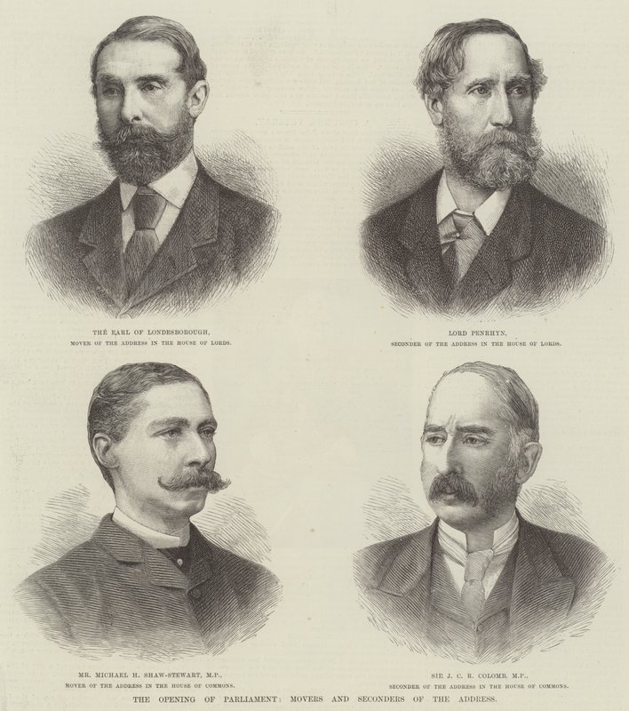 Die Eröffnung des Parlaments, Antragsteller und Unterstützer der Adresse (Stich) von English School