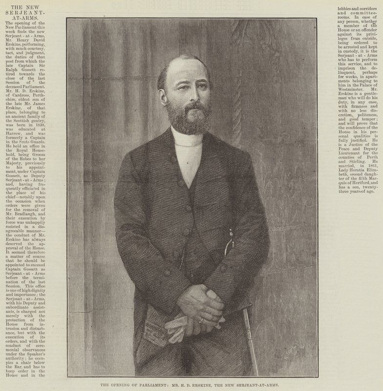 Die Eröffnung des Parlaments, Mr. H. D. Erskine, der neue Sergeant-at-Arms von English School
